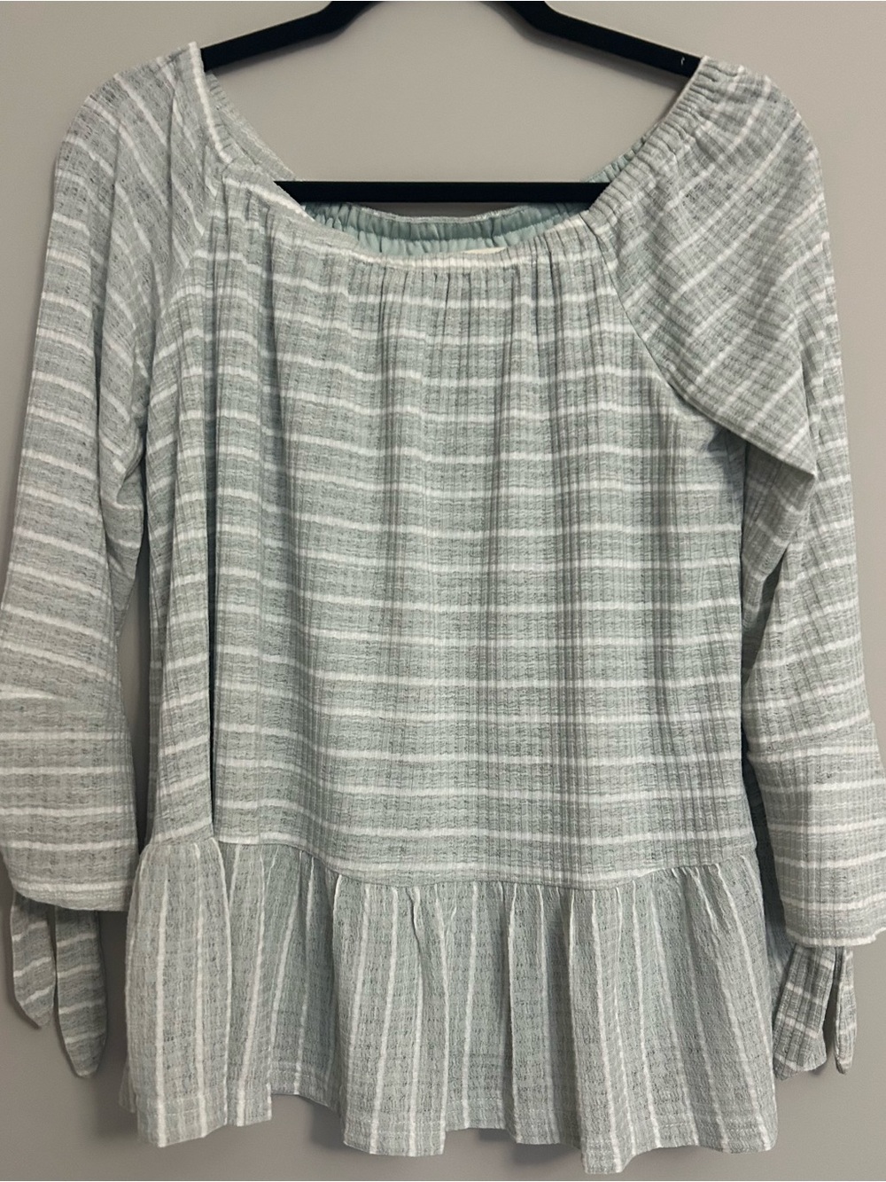Altar'd State Mint Stripe Peasant Tunic